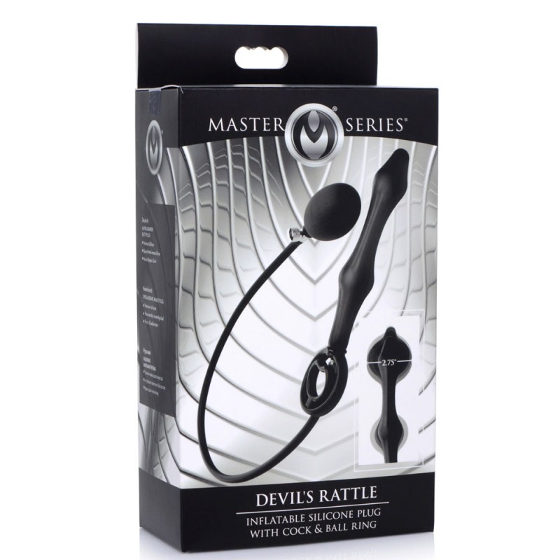 Devils Rattle Inflatable Silicone Anal Plug With Cock Ball Ring