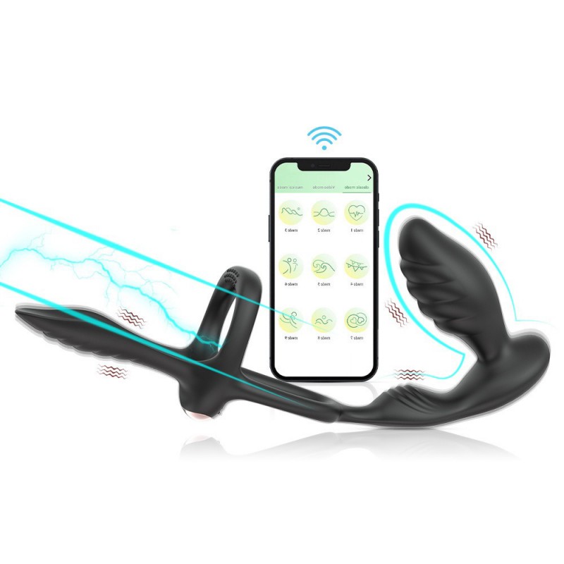 Vibrating Penis Ring Anal Plug Vibrator With App Control