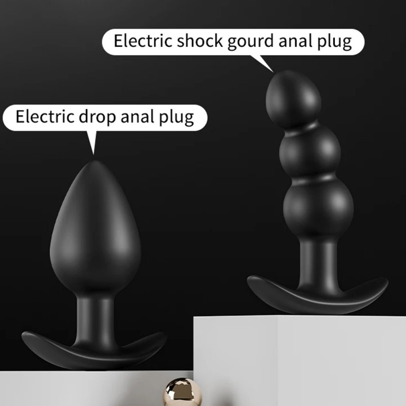 Electric Shock Butt Plug Anal Beaded Prostate Massager W Remote