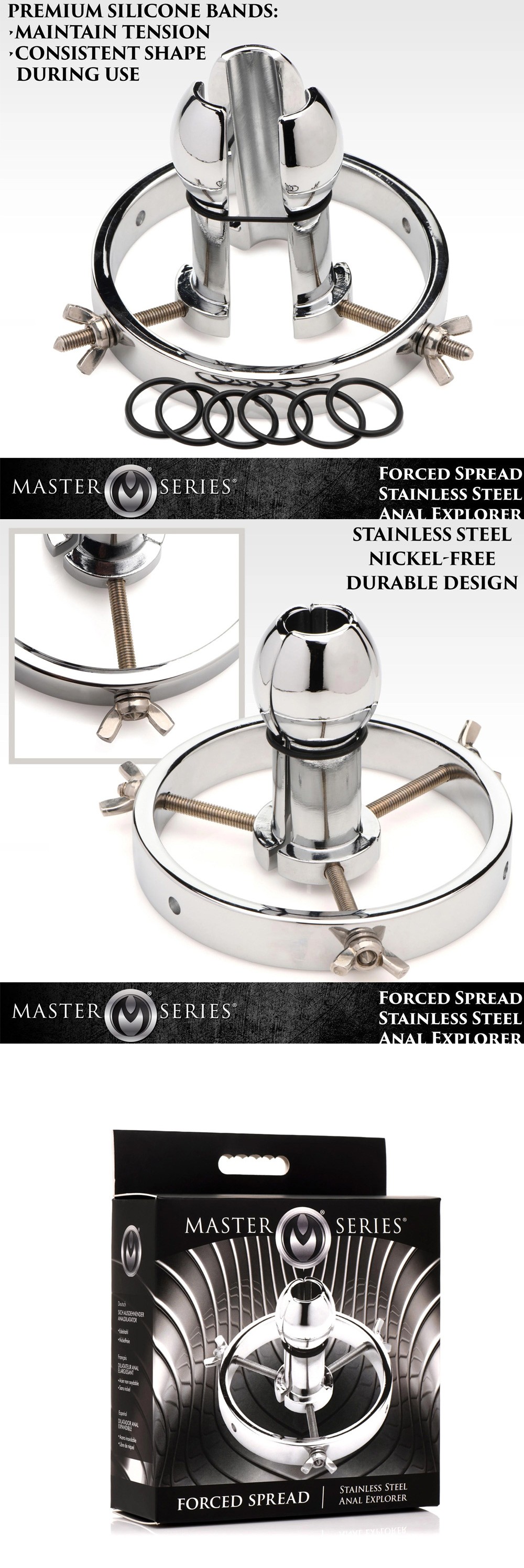 Master Series Forced Spread Stainless Steel Anal Explorer ss