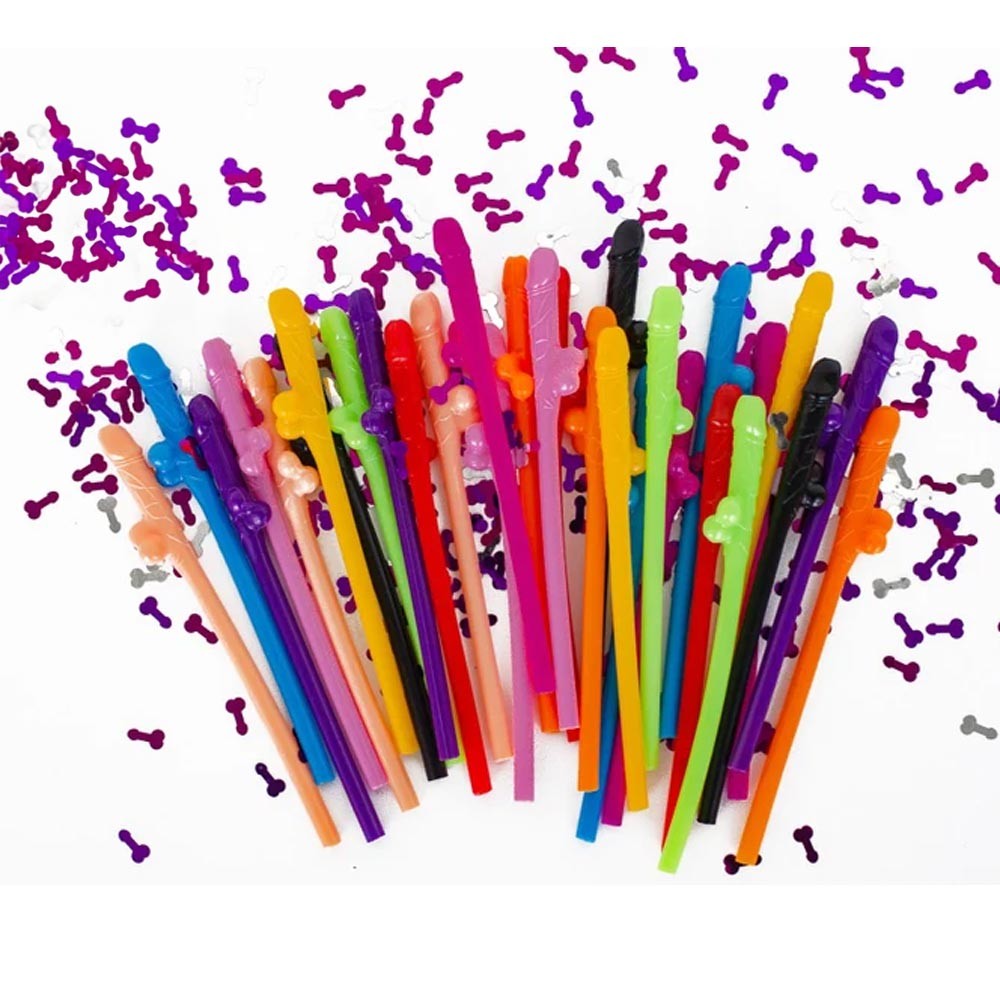Super Fun Penis Multicolor Party Straws