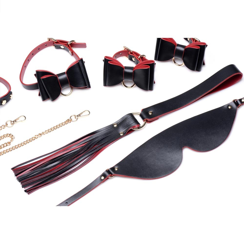 Master Series Bondage To Go Black & Red Bow Bondage Set w/Carry Case123456
