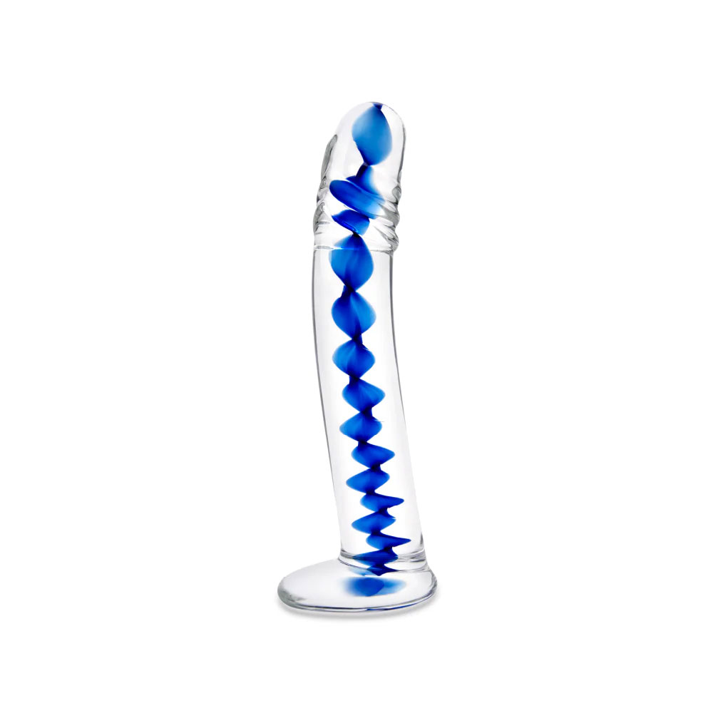 Glas 6 Inch Blue Wave Curved Realistic Glass Anal Dildo