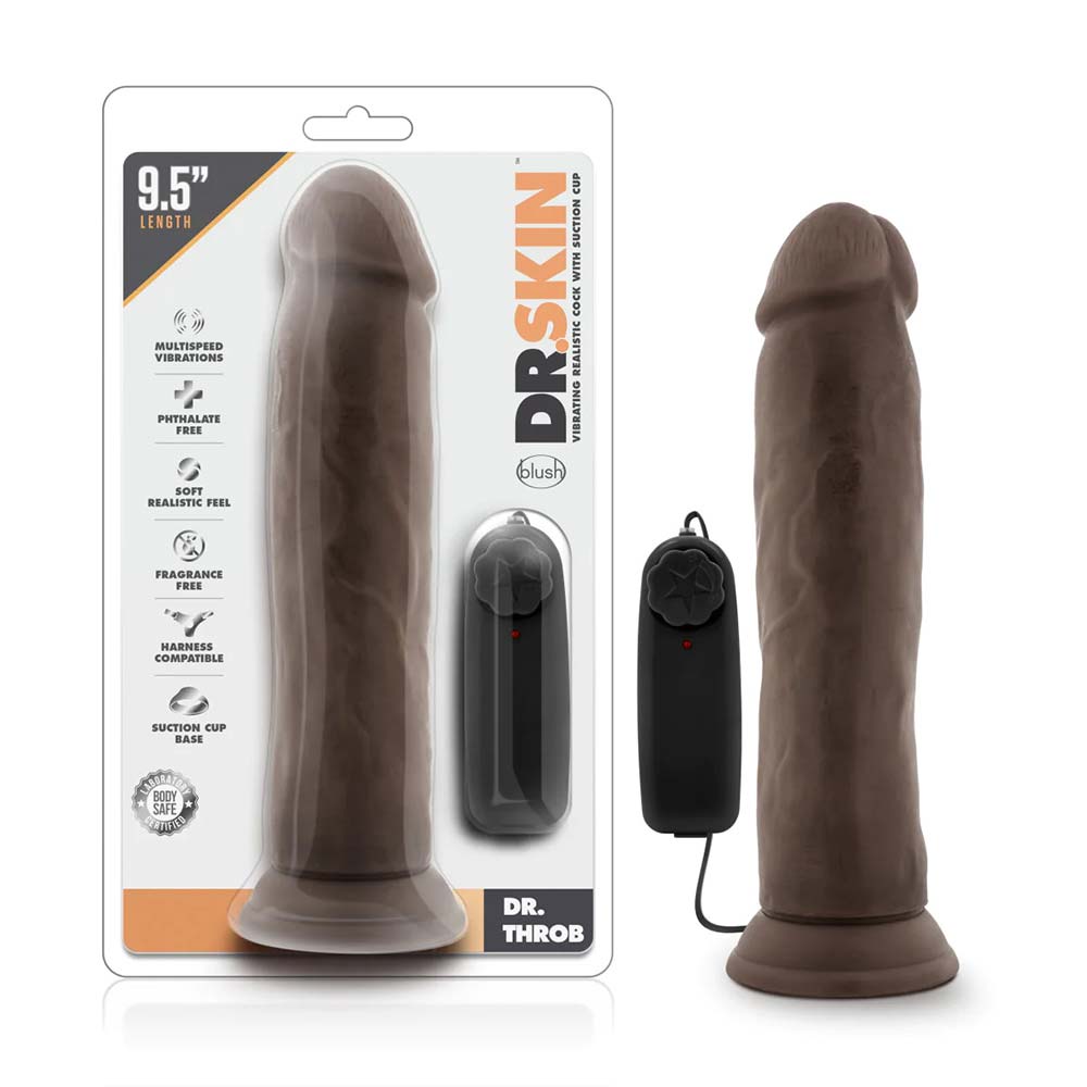 Blush Dr Skin Realistic Black 9 5 Remote Control Vibrating Dildo