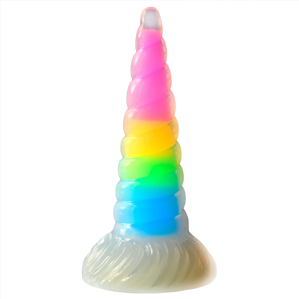 Creature Cocks Uni Glow In The Dark Rainbow Silicone Dildo