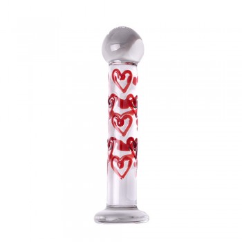 Red Heart G-Spot Stimulate Glass Dildo