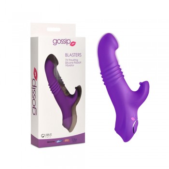 Gossip Blasters 10X Thrusting Silicone Rabbit Vibrator - Violet
