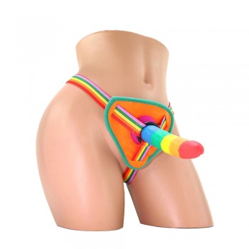 Rainbow Power Drive Strap-On Dildo