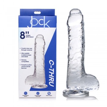 Jock C-thru Slim 8" With Balls Clear Dildo