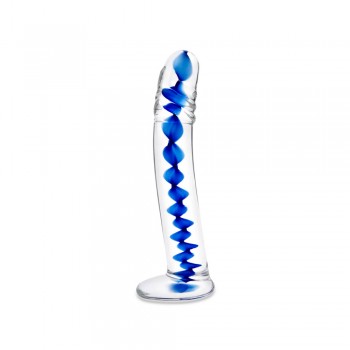 Glas 6 Inch Blue Wave Curved Realistic Glass Anal Dildo