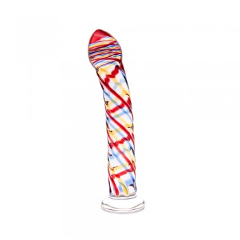 Glas 7 Inch Multi-Swirl Curved Glass Spot Dildo