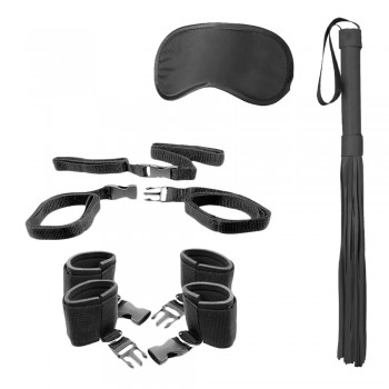 Shots Ouch Black & White Bed Post Bindings Restraint Kit