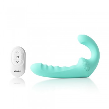 AROSUM VibraTwin Vibrating Strapless Strap On Dildo with Remote