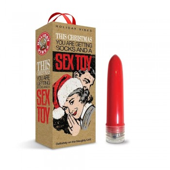 Naughty List Gift Socks And A Sex Toy 4 In. Multi-speed Vibe
