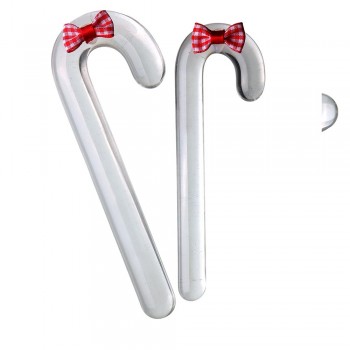Mini Christmas Candy Cane Clear Crystal Glass Dildo Anal Plug