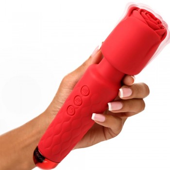 Bloomgasm Pleasure Rose 10X Silicone Wand W/ Rose Attachment