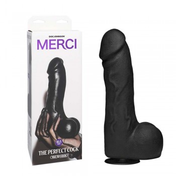 Doc Johnson Merci The Perfect Cock 10.5 Inch Black Realistic Dildo