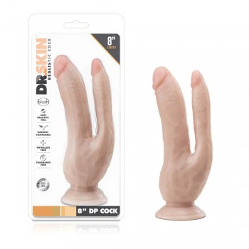 Blush Dr. Skin DP Cock Realistic Dual Dildo with Suction Cup
