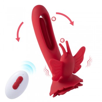 Layla Rosy Butterfly Flapping G-Spot Vibrator Clit Stimulator with Remote