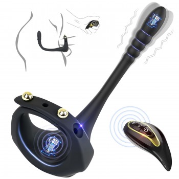 Cock Ring Vibrator with Prostate Massager Wireless Remote Control