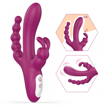 S-Hande Rabbit Vibrator With Beads Anal Plug Triple Motor Vibration