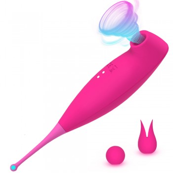 Double Ended Clit Sucking Vibrator Nipple Stimulator
