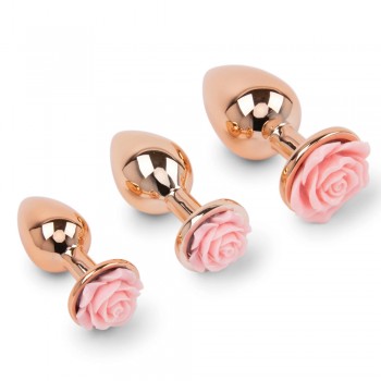 Rose Anal Training Kit - 3 Sizes Metal Butt Plugs