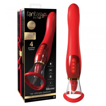 Pipedream 24k Gold Luxury Tongue & Sucking Vibrator with 2 Attachments - Christmas Holiday Version