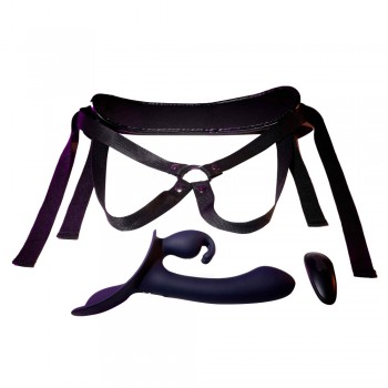 Evolved Novelties Giving Vibes Strap On Rabbit Vibrator with Tail Flap & Remote