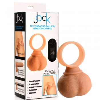 Jock 28X Vibrating Realistic Balls Penis Ring Silicone Cock Ring Vibrator with Remote
