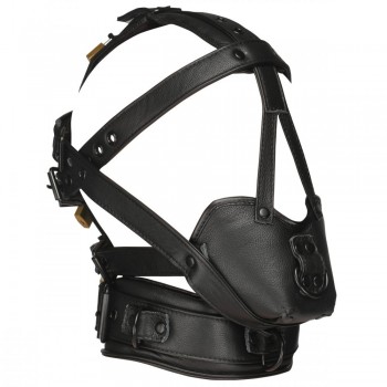 XR Brands Adjustable Lockable Head Harness with Muzzle for BDSM