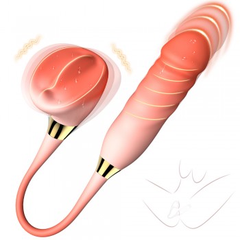 Venusfun Mushroom Clitoral Thrusting Dildo G-spot Vibrating Stimulator wih Wrap-around Vibrator