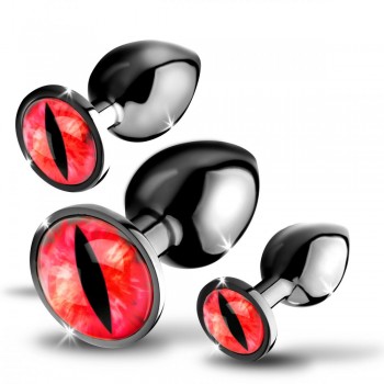 XR Brands Sinister Eyes Red Eye Metal Butt Plug Set
