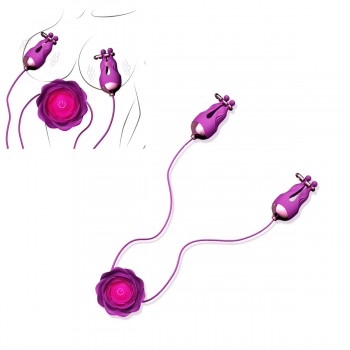 Venusfun Rose Silicone Nipple Clamps Vibrator Clitoral Stimulator