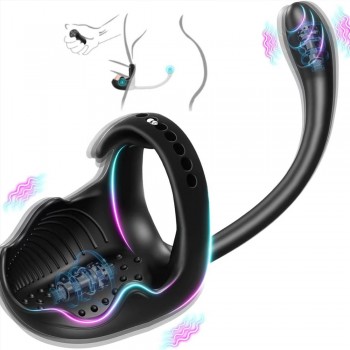 Venusfun Vibrating Butt Plug Double-Head Adjustable Penis Ring with Remote