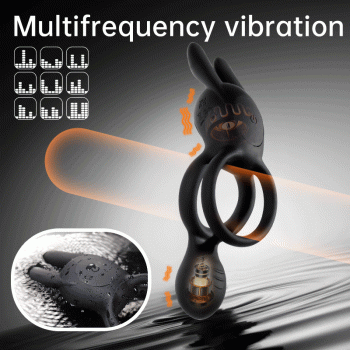 venusfun double ring rabbit silicone vibrating testicle stimulator penis ring multifrequency vibration