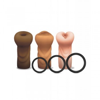 Global Novelties MSTR B8 Male Stroker Full Set with C Rings Assorted Pack of 3