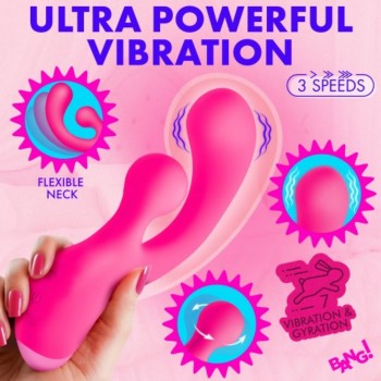 XR Brands Bang! Gyro Rabbit Silicone Dual-ended G-spot Vibrator With 7 Gyration Modes