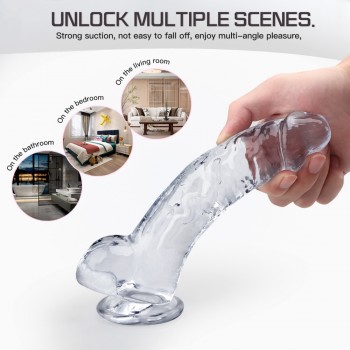 Clear Soft Realistic Dildo with Suction Cups and Balls