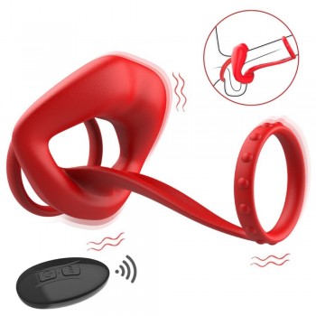 Venusfun 10 Modes Big Mouth Vibrating Double Cock Ring Penis Trainer