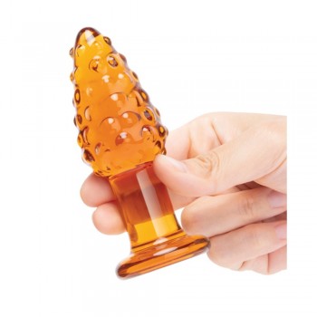 Glas 4 inches Cornstar-shaped Glass Butt Plug With Textured Kernels Fits For Beginner
