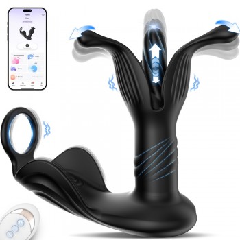 Venusfun Upgrade Hell Flower Prostate Massager Anal Plug with 9 Tension Shock Flapping Thrusting