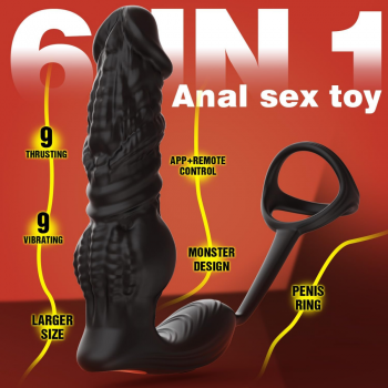 Fast Thrusting Big Size Veiny Prostate Massager With Cock Ring