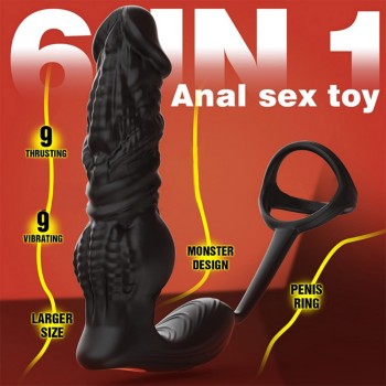 Fast Thrusting Big Size Veiny Prostate Massager With Cock Ring