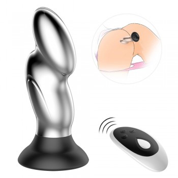 Venusfun Remote Metal Anal Plug P-spot Stimulator 10 Speeds Ass Plug For Couple Play