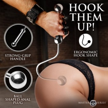 XR Brands Master Series Steel Anal Hook with Handle Backdoor Explorer BDSM Toy Punishment Play