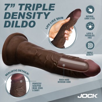 Jock Hard Core 7 in Triple Density Dildo Dark Thick Dildo Realistic Wearable Dildo With Suction Cup