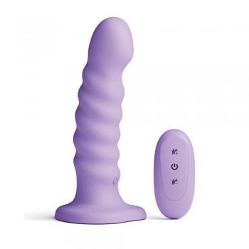 NS Novelties Ribbed 6in Remote Control Vibrating Silicone Thick Dildo With Suction Cup