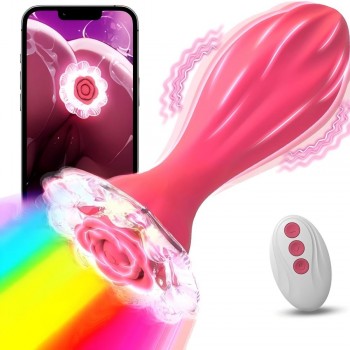 Venusfun Crystal Rose Lights Vibrating Anal Plug Butt Plug With 9 Vibrating Speeds