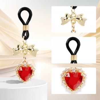 Venusfun Luxurious Red Gemstone Adjustable Nipple Clips Boob Clamps For SM Play Breast Stim